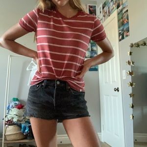 red stripped volcom shirt!